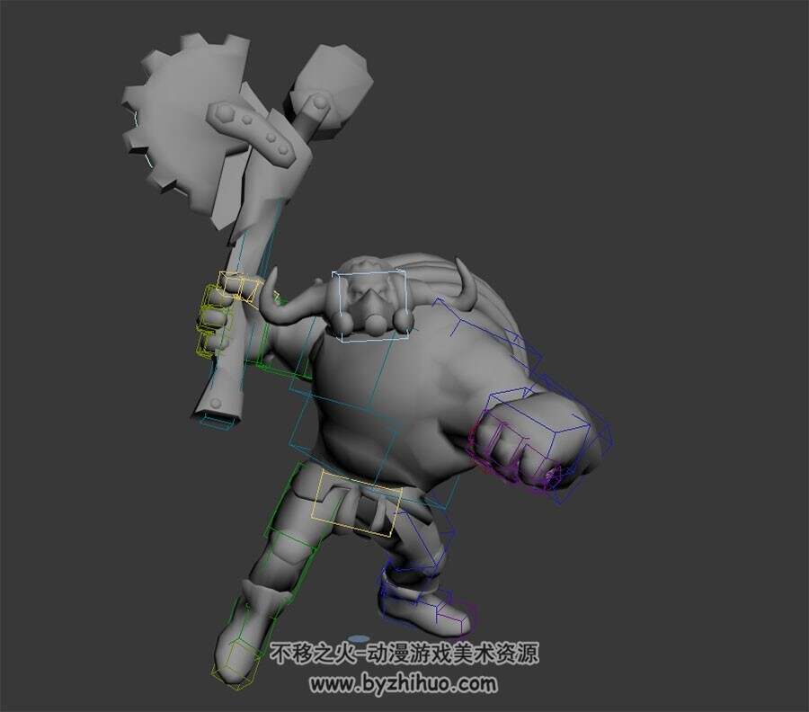 仙侠玄幻牛妖牛怪3D白模格式Max模型蓄力攻击待机动作下载