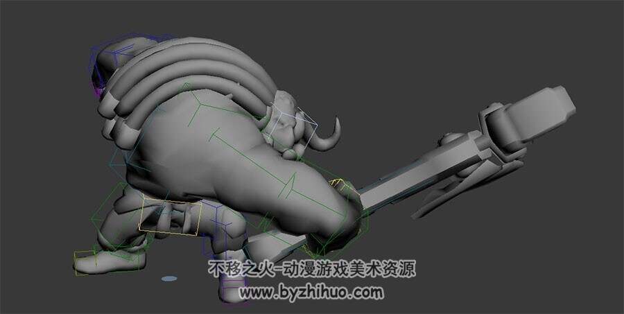 仙侠玄幻牛妖牛怪3D白模格式Max模型蓄力攻击待机动作下载