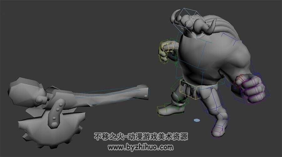 仙侠玄幻牛妖牛怪3D白模格式Max模型蓄力攻击待机动作下载