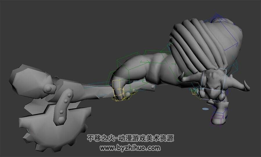 仙侠玄幻牛妖牛怪3D白模格式Max模型蓄力攻击待机动作下载
