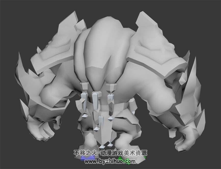 游戏角色英雄牛魔王3DMax带骨骼白模分享下载