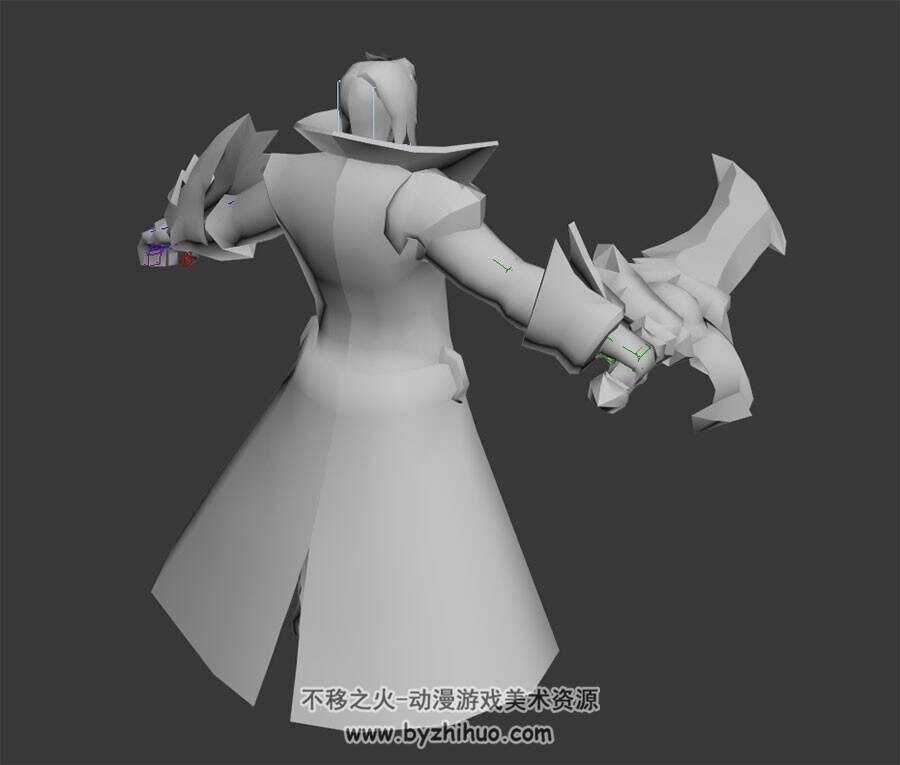 游戏角色英雄夏侯惇不羁之风皮肤白模3DMax格式带绑定分享