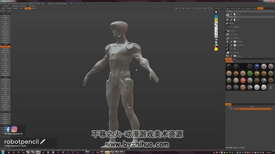3DCoat角色雕刻制作视频教程 科幻机器人建模教学 附源文件