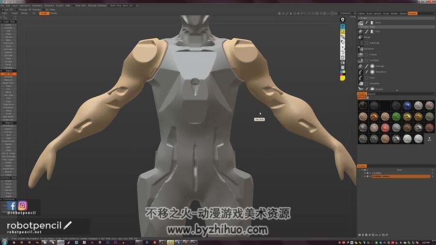 3DCoat角色雕刻制作视频教程 科幻机器人建模教学 附源文件