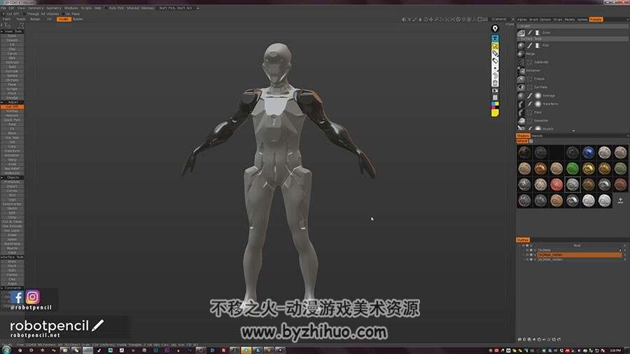 3DCoat角色雕刻制作视频教程 科幻机器人建模教学 附源文件