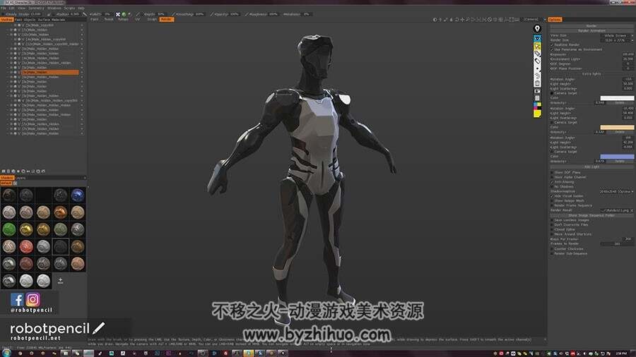 3DCoat角色雕刻制作视频教程 科幻机器人建模教学 附源文件