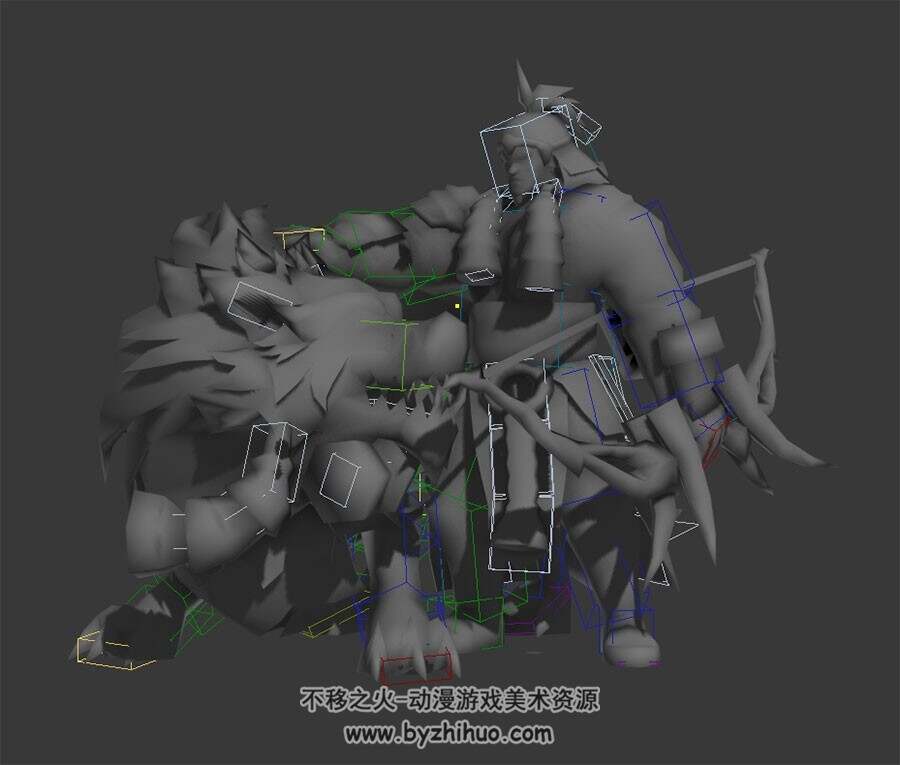 部落英雄射箭手带宠物座骑3DMax模型出场动作带绑定无贴图下载