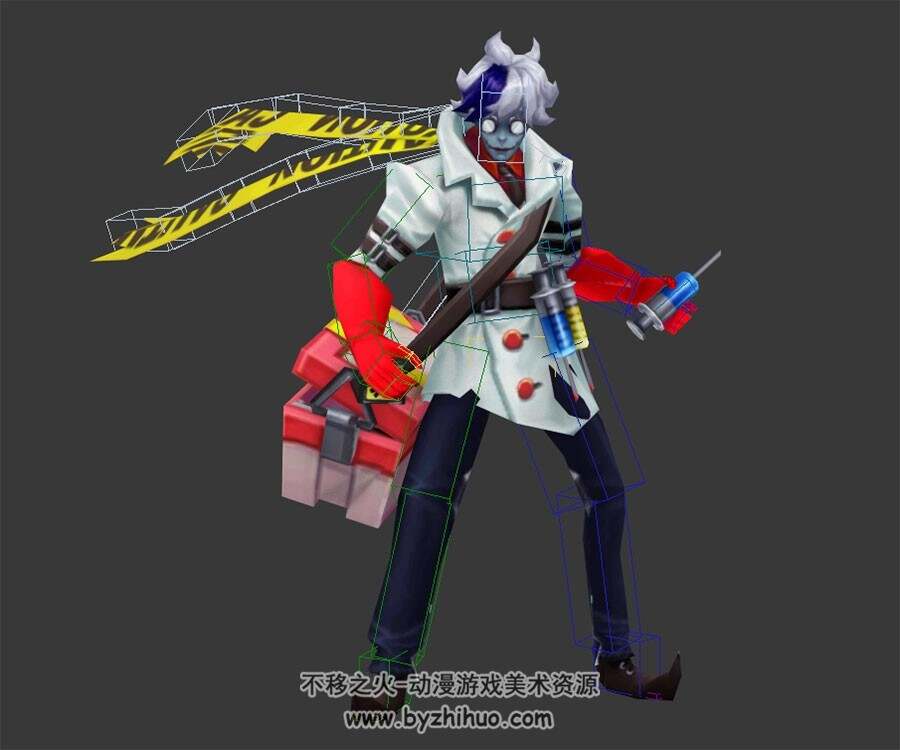 王者荣耀角色英雄人物扁鹊化身博士3dMax模型带绑定出场休闲待机动作