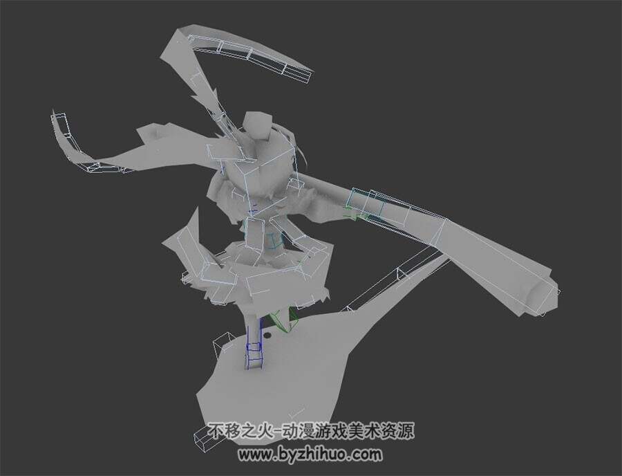 游戏角色神话人物孙悟空技能攻击动作3DMax模型带绑定无贴图下载