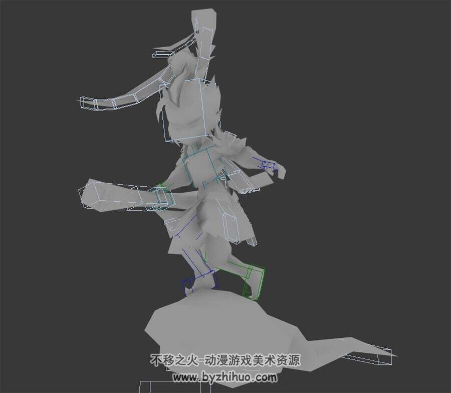 游戏角色神话人物孙悟空技能攻击动作3DMax模型带绑定无贴图下载