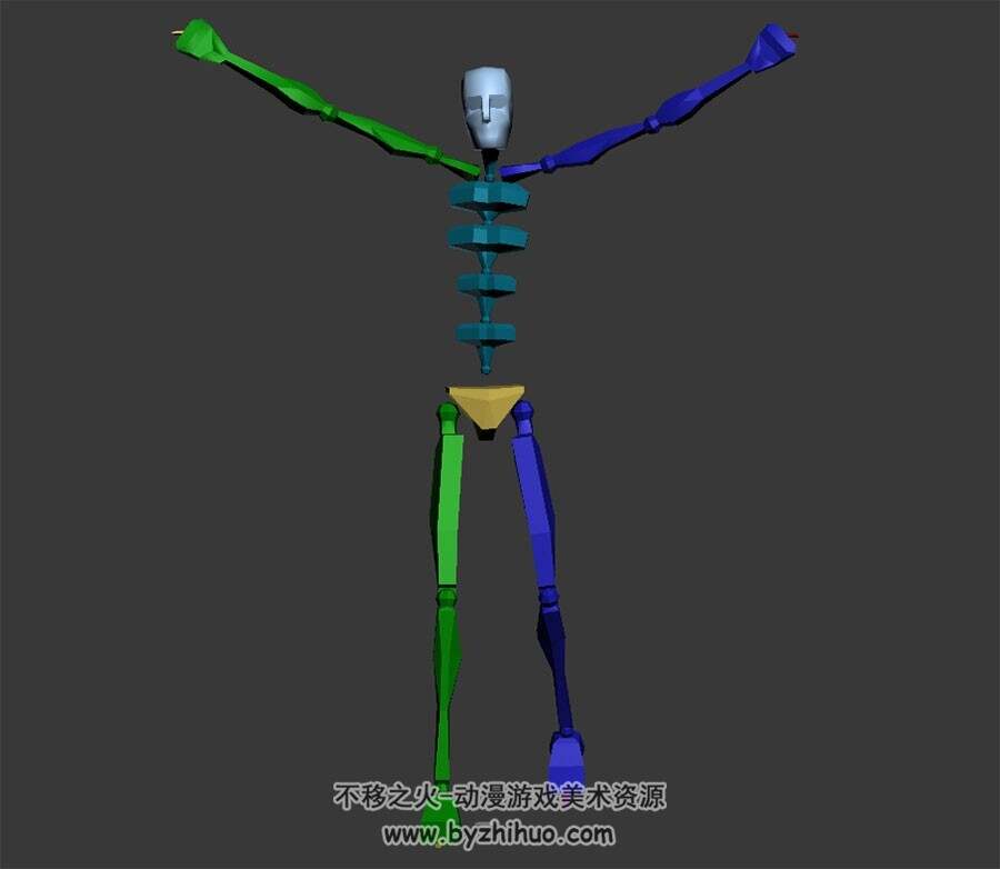 现代广播体操动画骨骼3DMax格式模型下载