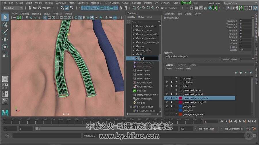 Maya医学动画制作视频教程 人体血液流动效果制作 附源文件