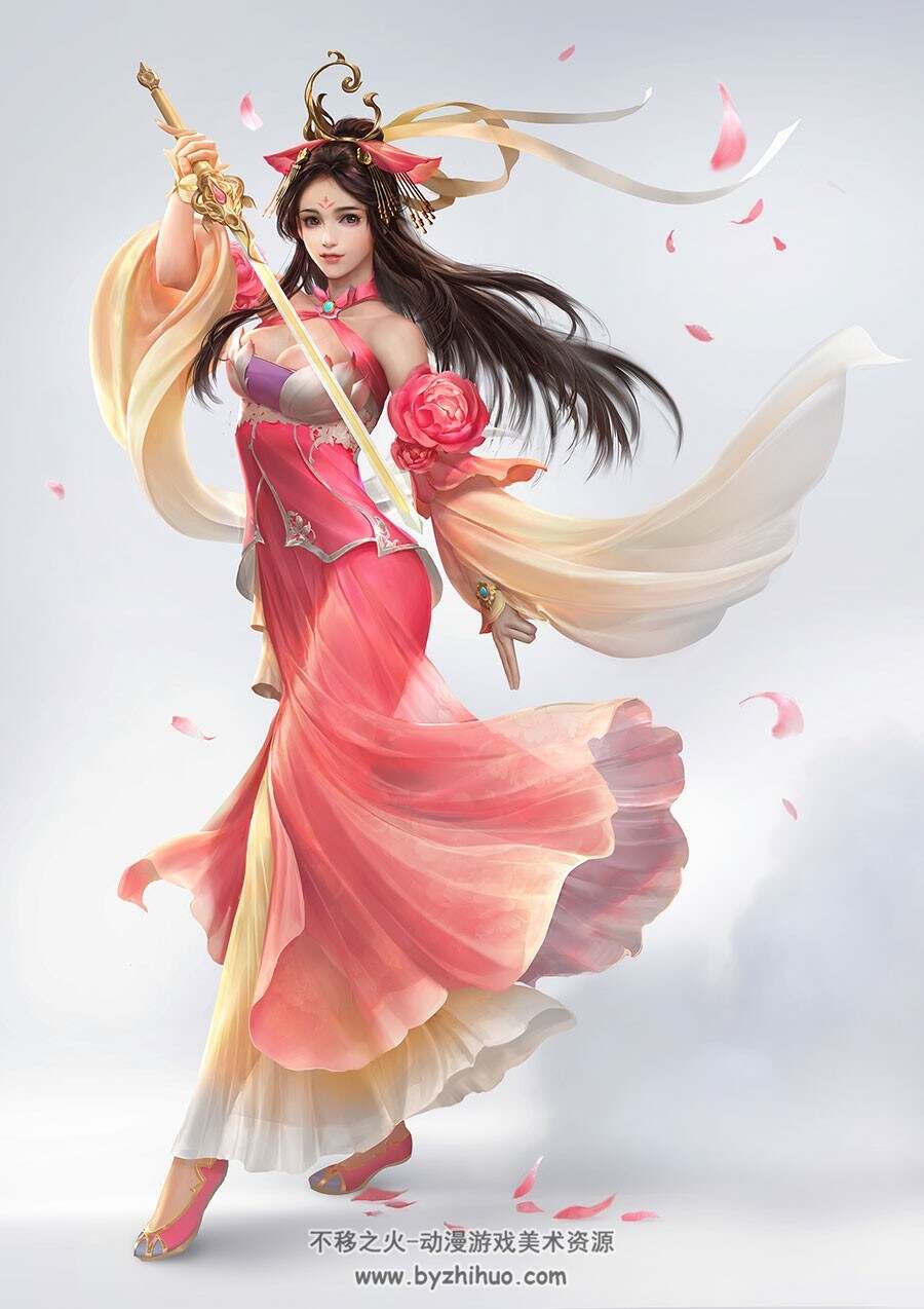 中式古装女美术绘画素材仙侠武侠角色人物作品参考 73P