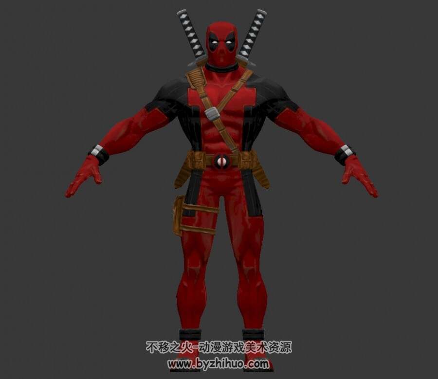 死侍Deadpool漫威英雄人物3D模型格式obj下载