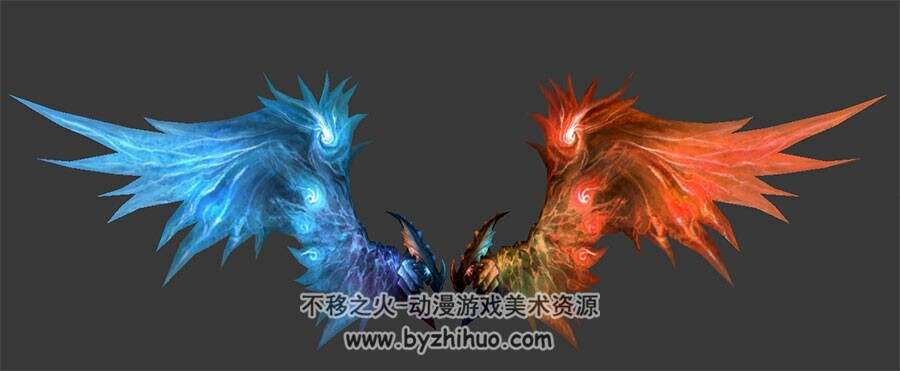 神话仙侠风9对高质量翅膀3D模型 格式Max obj下载