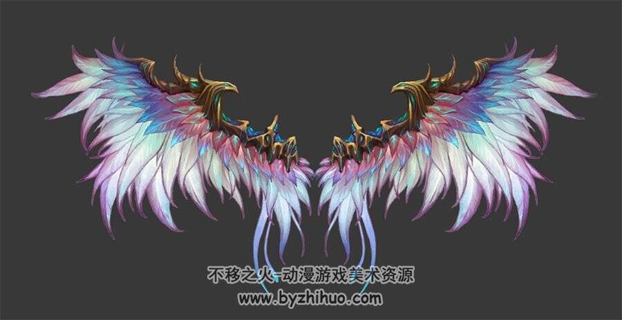 神话仙侠风9对高质量翅膀3D模型 格式Max obj下载