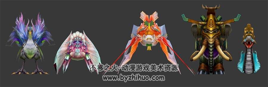 中式古风游戏神话仙侠宠物座骑3D模型下载 格式Max obj