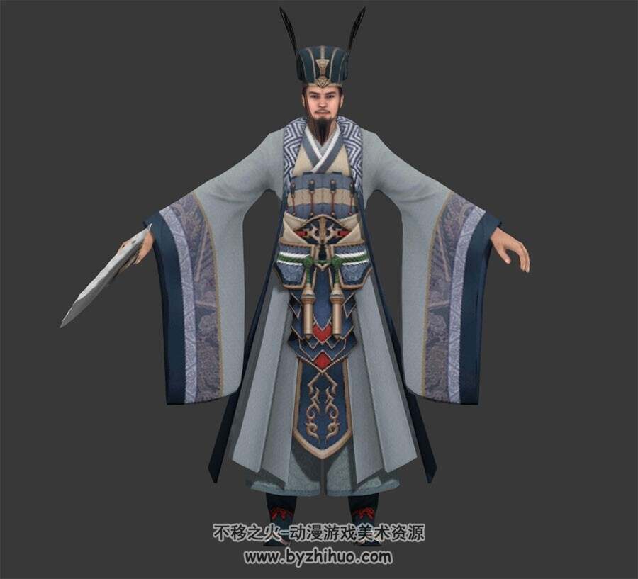 中式古代经典角色名人诸葛亮3DMax模型下载