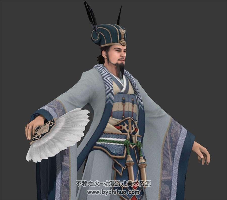 中式古代经典角色名人诸葛亮3DMax模型下载
