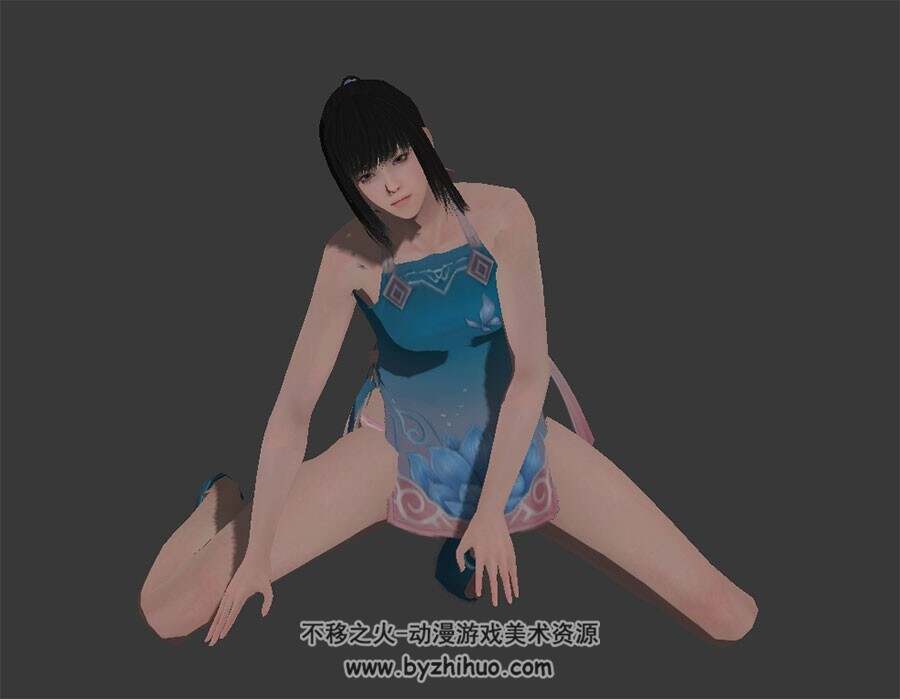 跳NOboly的古装女3DMax模型带骨骼下载
