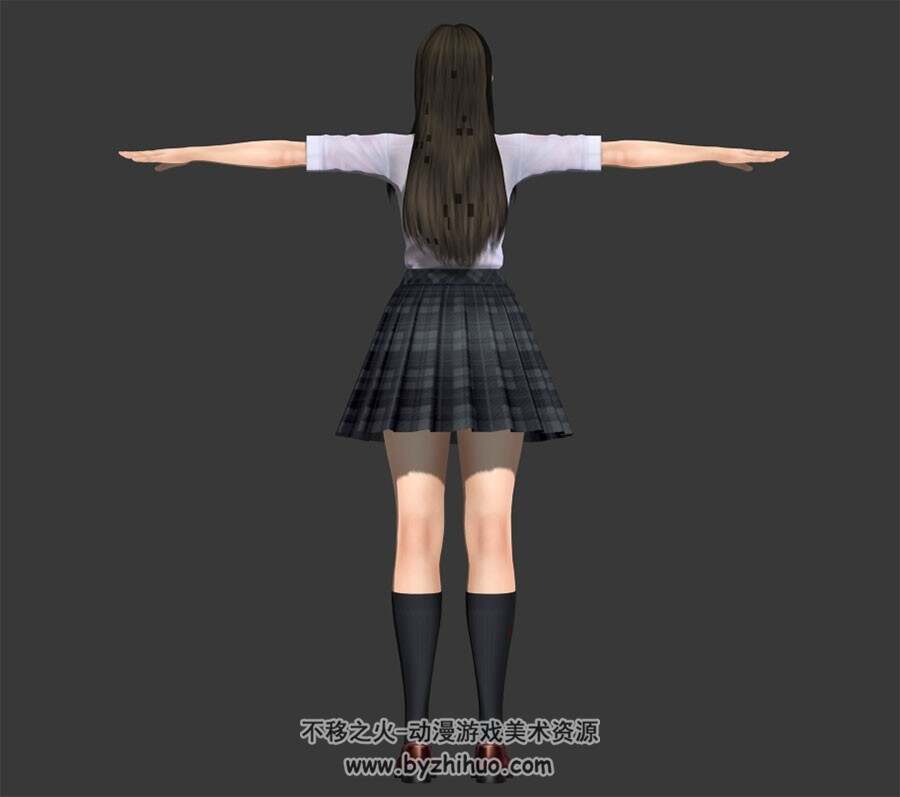 现代校园清纯校服女生3DMax高精模型下载