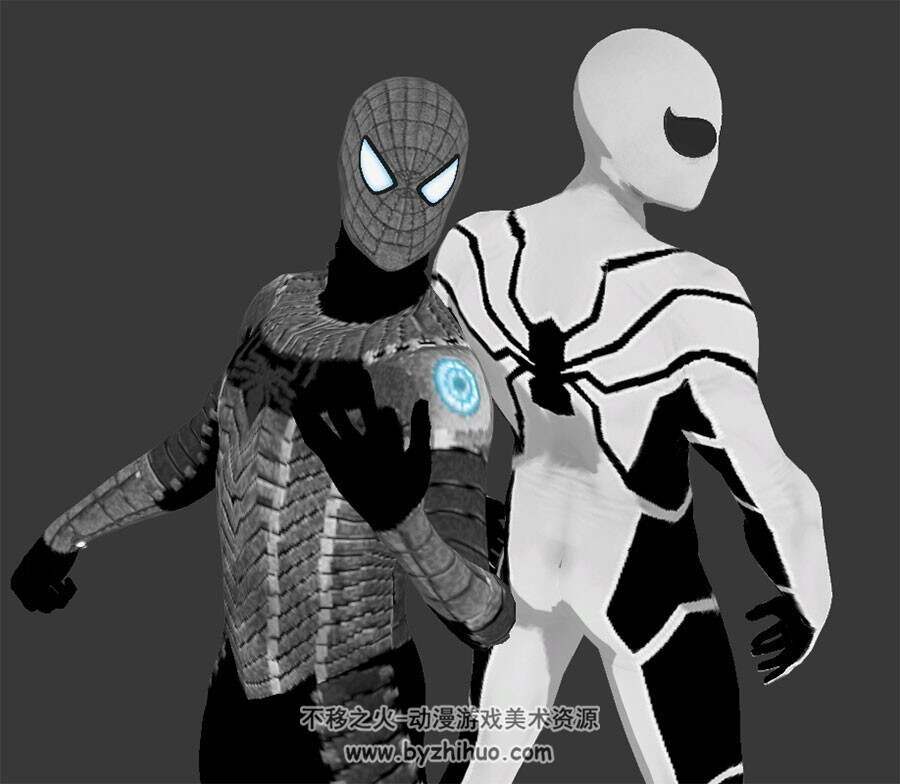 漫威英雄角色人物多个蜘蛛侠pose动作3D模型fbx格式下载
