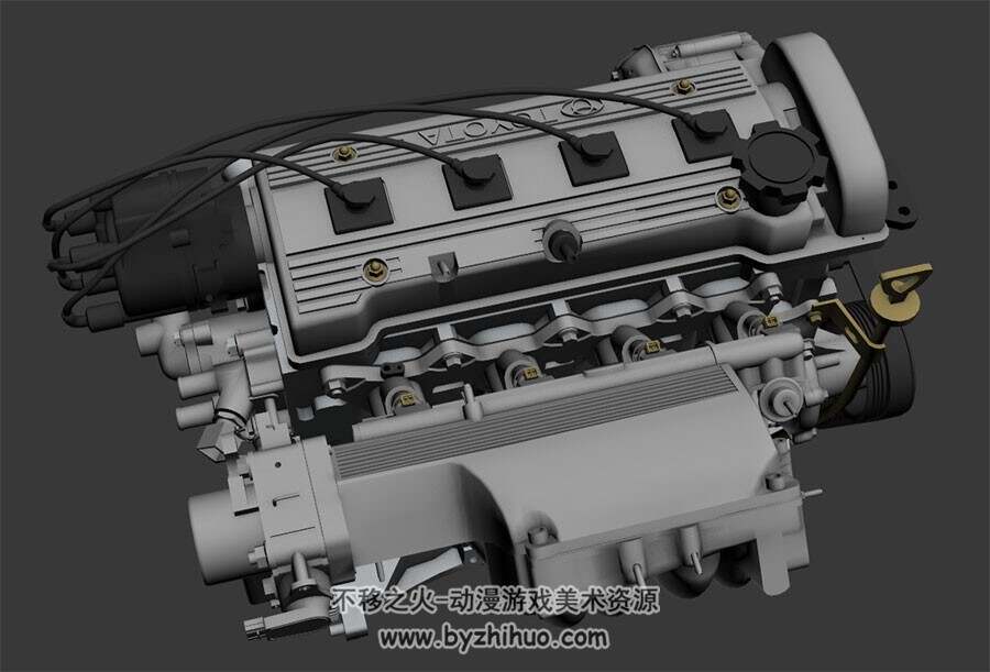 丰田5AFE发动机机械道具3DMax高精模型下载