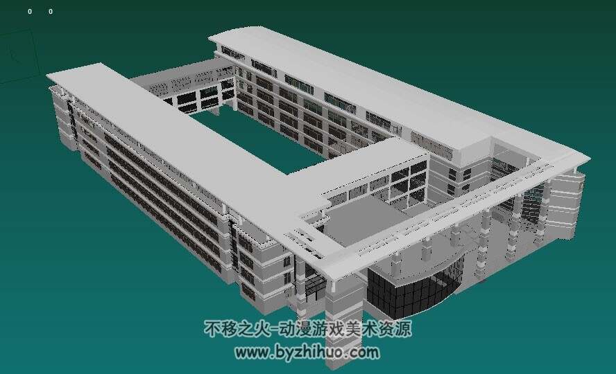 现代化校园教学楼3D模型 Maya格式分享