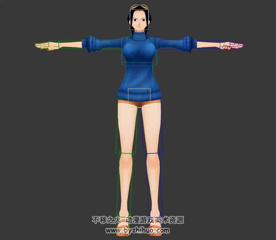 海贼王游戏角色人物罗宾9个皮肤3DMax模型带绑定下载
