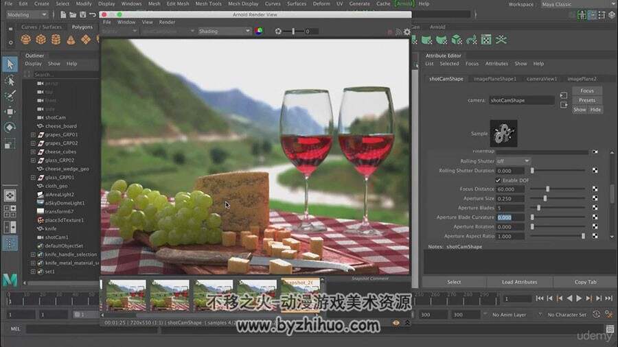 Maya Arnold强大渲染技术视频教程 逼真的食物渲染实例教学 附源文件