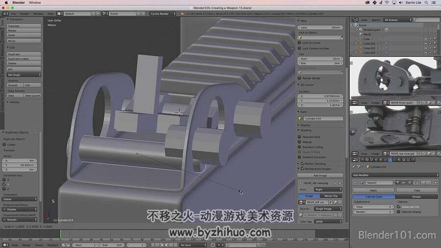 Blender机枪模型视频教程 制作M249高精度模型教学视频