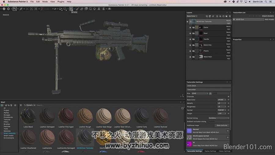 Blender机枪模型视频教程 制作M249高精度模型教学视频