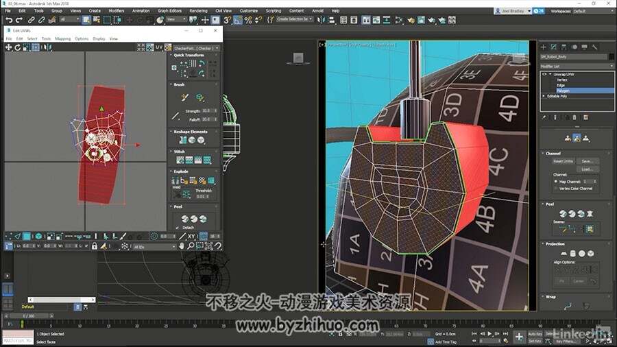 3dsmaxUVW贴图映射视频教程 机器人模型教学实例 附源文件