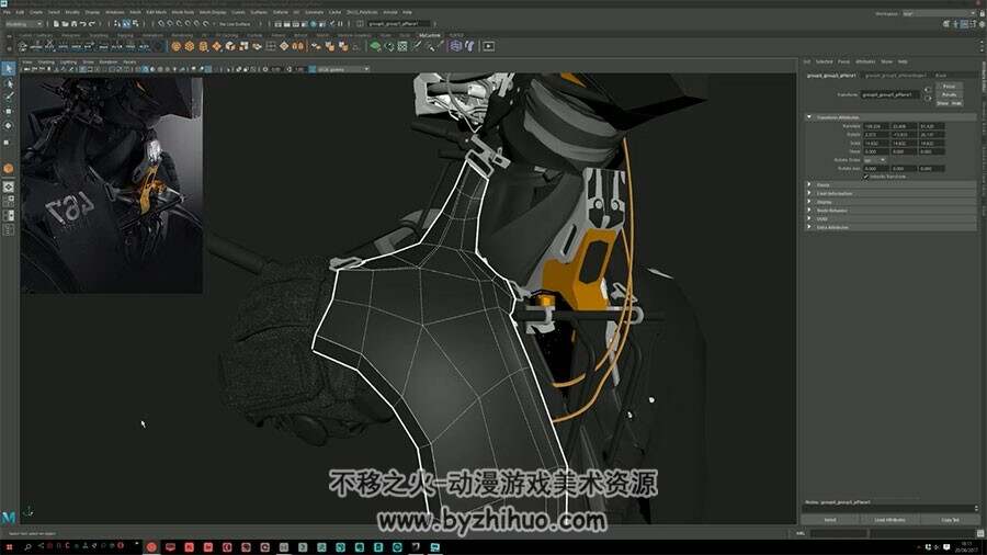 Maya硬表面建模视频教程 概念机甲战士模型雕刻 附源文件