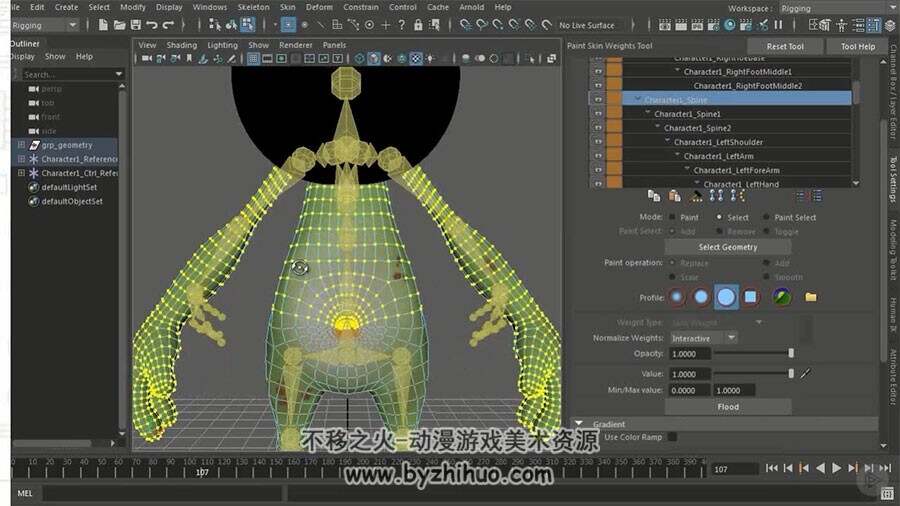 Maya动作绑定视频教程 卡通外星人绑骨教学教程 附源文件