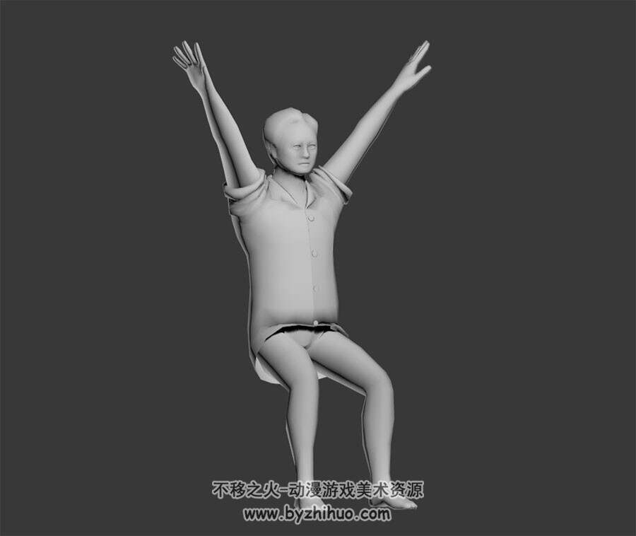 现代服装男诡异的肢体动作3DMax模型下载 无贴图四边面