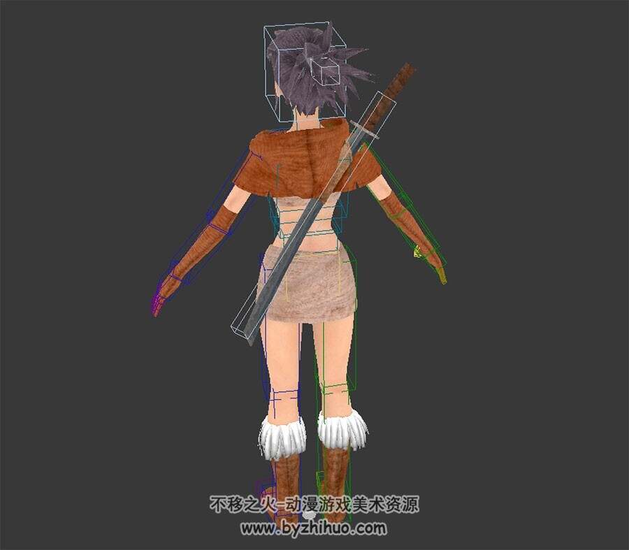 游戏角色部落女孩带绑定3DMax模型下载