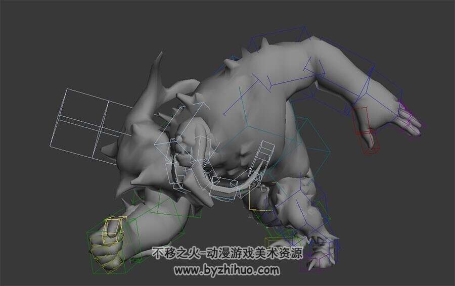 游戏怪物波吕斐摩斯砸地板动作3DMax模型带绑定无贴图下载