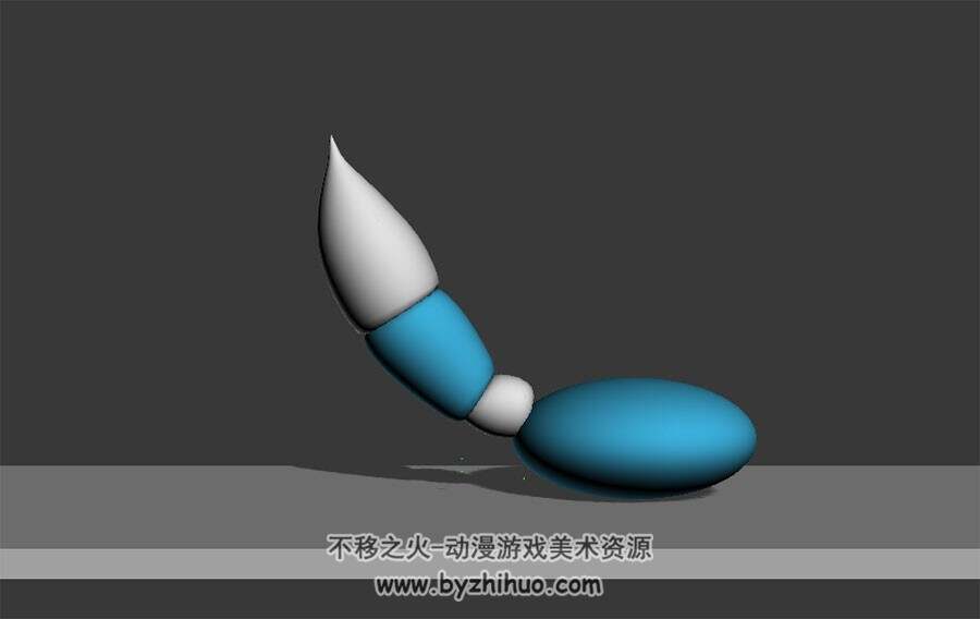 小球拟人带尾巴动作3DMax模型带绑定下载