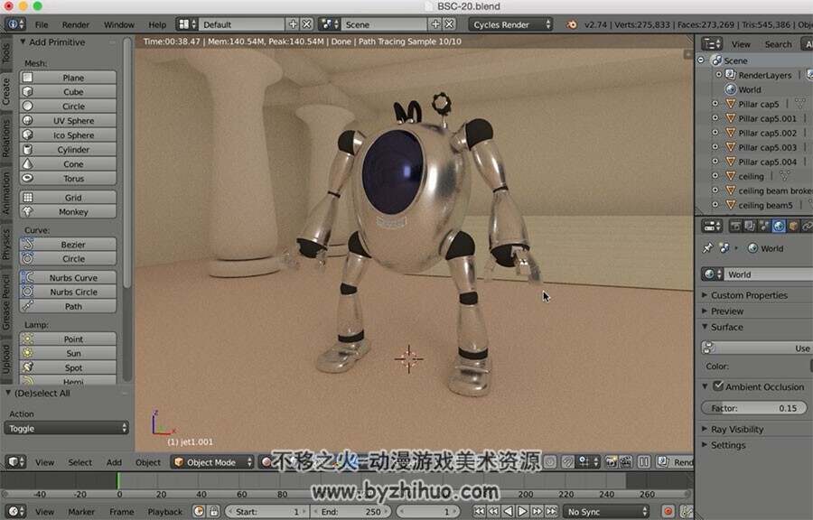Blender机器人动画视频教程 科幻机甲动画制作渲染教学