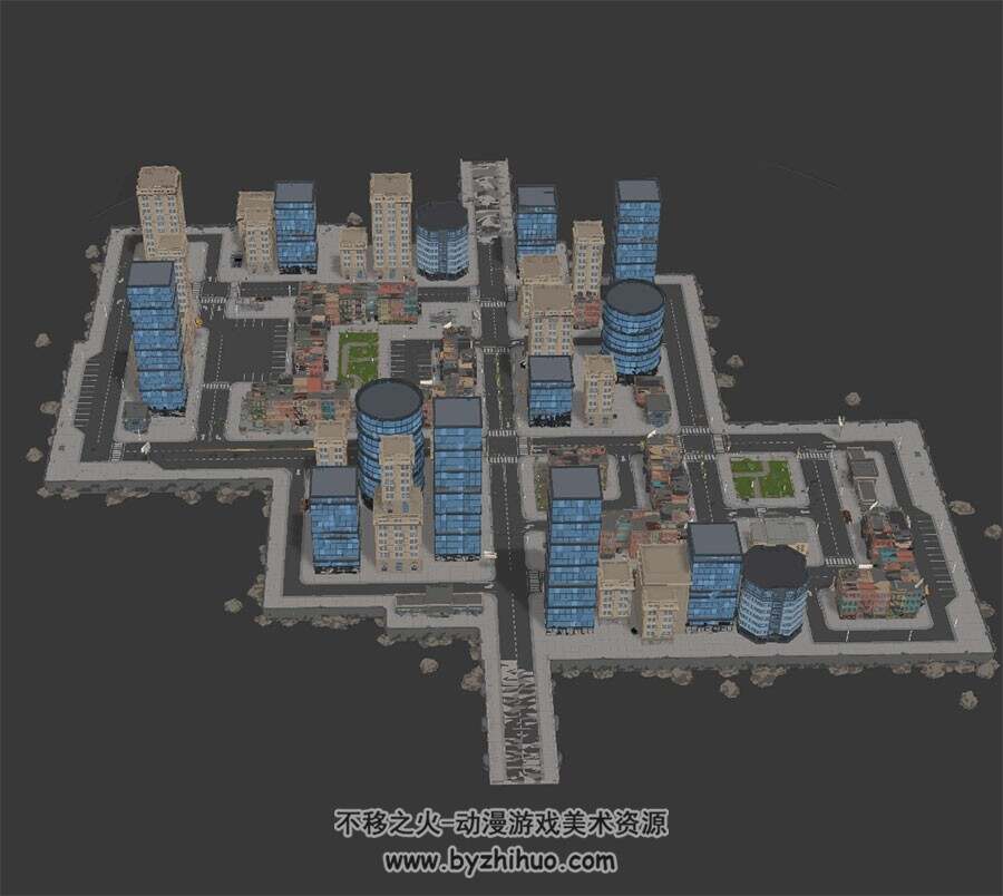 现代都市经营类游戏城市车辆等场景3D模型 多种格式下载