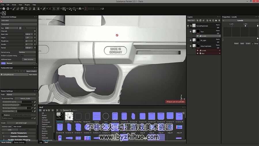 3dsmax逼真手枪模型视频教程 建模纹理贴图渲染教学 附源文件
