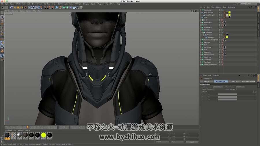 Cinema4D Arnold角色建模视频教程 科幻女人肖像制作教学 附源文件
