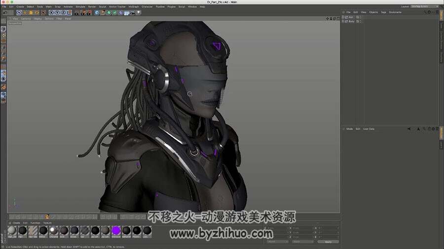 Cinema4D Arnold角色建模视频教程 科幻女人肖像制作教学 附源文件