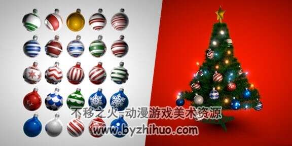 Holiday Bulb Ornament C4D圣诞树七彩球模型下载