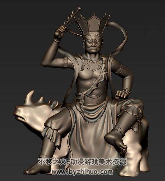 中式古代雕塑门神3D模型 Maya obj格式
