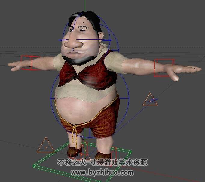胖胖男人带骨骼3D模型下载