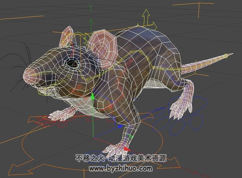 老鼠模型带动画带骨骼3DC4D模型下载