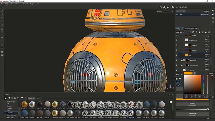 3DsMax Substance Painter制作模型视频教程 星球大战机器人Droid建模贴图教学