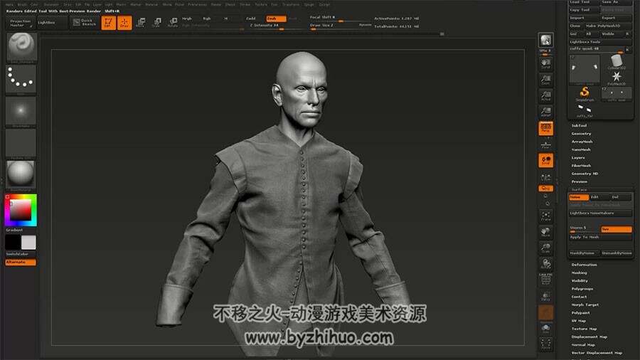 Zbrush Maya人物建模视频教程 真实的人物模型雕刻制作教学